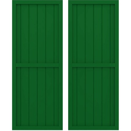 Ekena Millwork Americraft 6-Board Exterior Wood 2 Equal Panel Framed Board-n-Batten Shutters, ARW101BF621X82HGH, PR ARW101BF621X82HGH